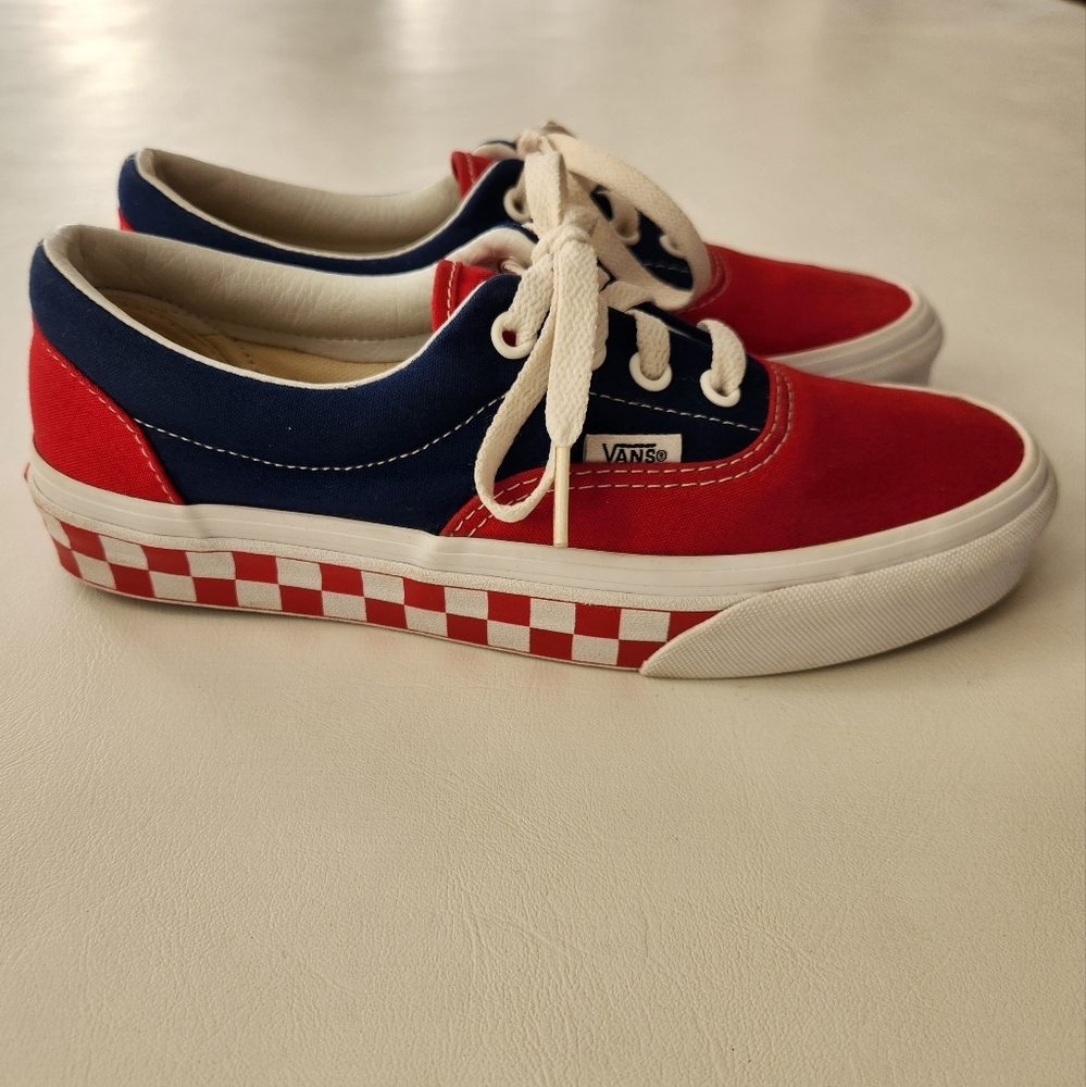 Vans Era skateboard shoes (BMX Checkerboard ) true blue/ red